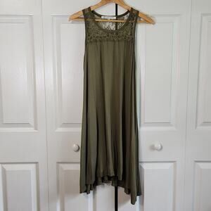 Daisy Fuentes Womens Green Lace Sleeveless Lightweight Shark Bite Hem Dress Med